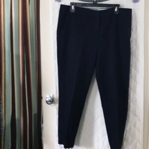 Navy cotton pant with white rikrak bottom hem